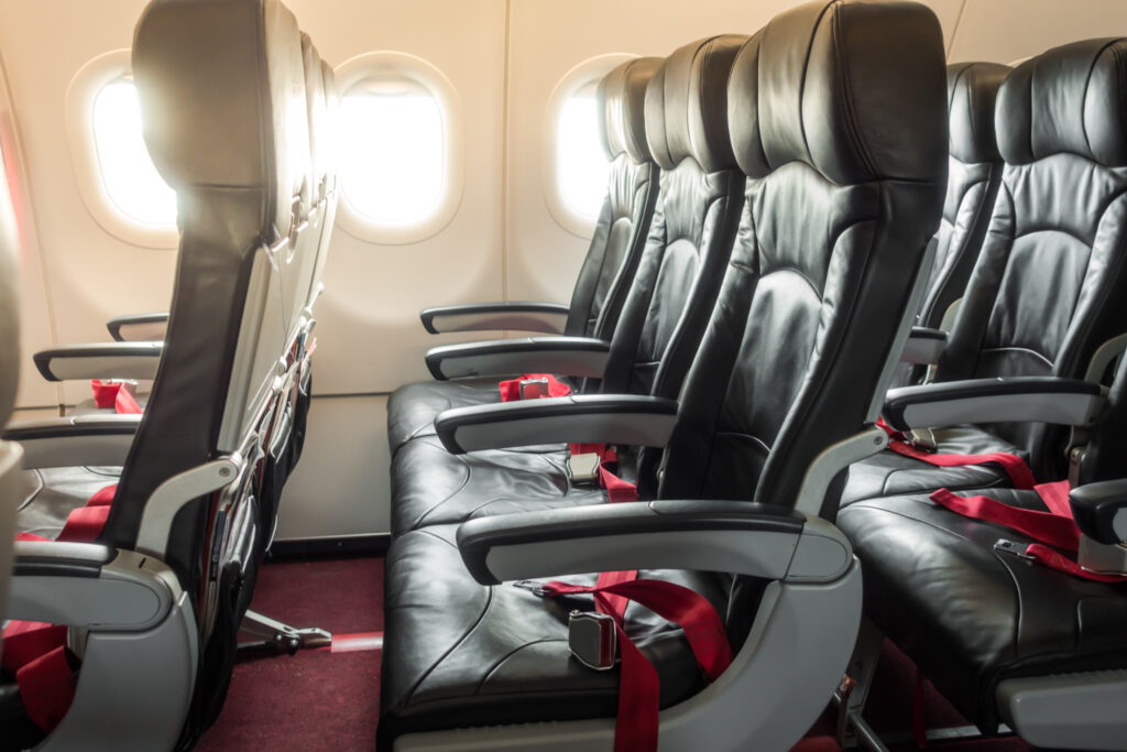 Airplane seats in the cabin