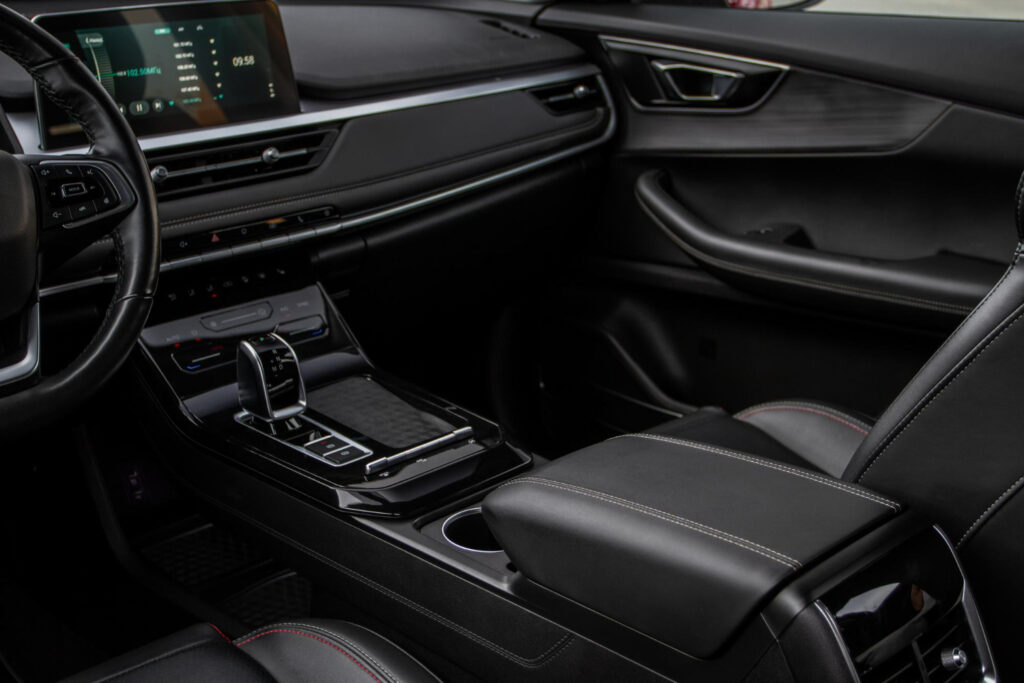 car-interior-console-close-up-view-gear-stick-with-multimedia-console